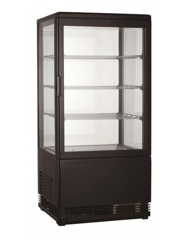 Vitrine réfrigéré verticale de table avec 3 étagères, 68 litres, 0°/+12°C, couleur noire