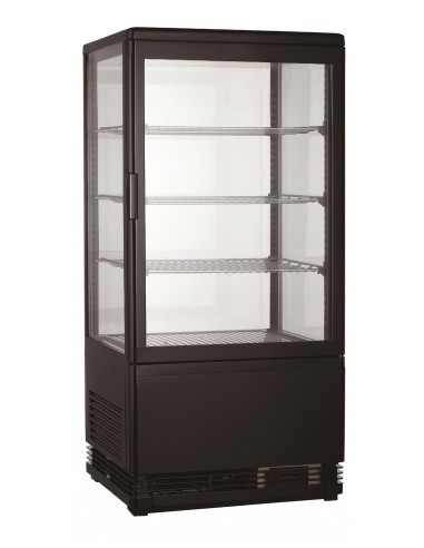Vitrine réfrigéré verticale de table avec 3 étagères, 78 litres, 0°/+12°C, couleur noire