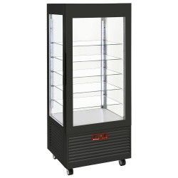Vitrine 4 faces T° négative, 5 étagères en verre , ventilée, 480 Lit, NOIRE