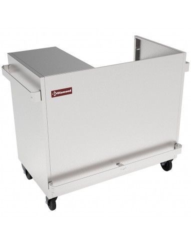 Meuble inox support vitrine VBE-211/N, sur roulettes