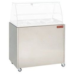 Meuble inox support vitrine VBE-311, sur roulettes