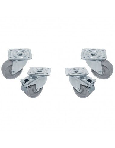 Kit 4 roues Ø100 pivotantes armoires, 2 avec freins