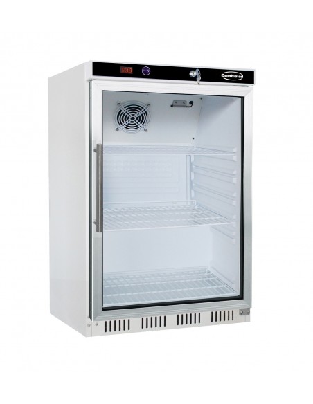 Réfrigérateur 130 litres vitré acier laqué blanc , +0°/+8°C