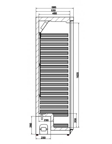 Réfrigérateur 350 litres en inox (extérieur), +0°/+8°C
