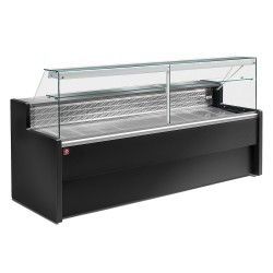 Comptoirs vitrine réfrigérés à vitre droite 90°, avec réserve - NOIR