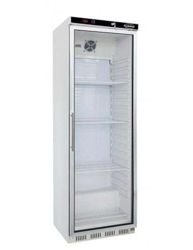 Réfrigérateur 350 litres vitré acier laqué blanc , +0°/+8°C