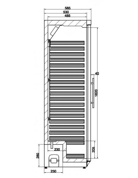 Réfrigérateur 350 litres vitré acier laqué blanc , +0°/+8°C