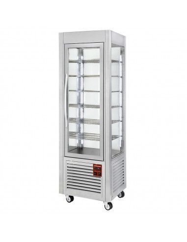 Vitrine panoramique, 5 grilles, ventilée, 360 LT, Inox.