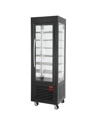 Vitrine panoramique, 5 grilles, ventilée, 360 LT, Noire