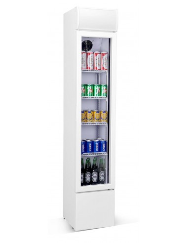Armoire à boissons réfrigérée blanche compacte  105 litres brut avec porte en verre, -2°/+10°C