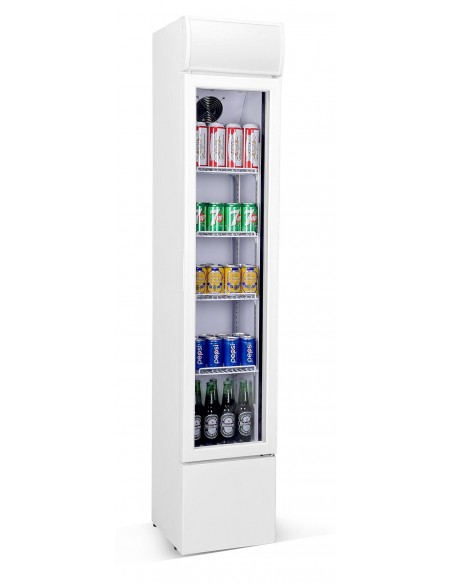 Armoire à boissons réfrigérée blanche compacte  105 litres brut avec porte en verre, -2°/+10°C
