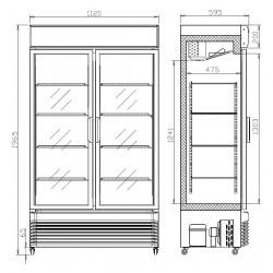Armoire à boissons réfrigérée 750 litres brut avec portes en verre, +2°/+10°C 2