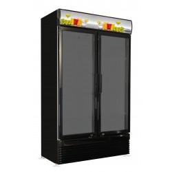 Armoire à boissons réfrigérée 780 litres brut noire avec portes en verre, +2°/+10°C