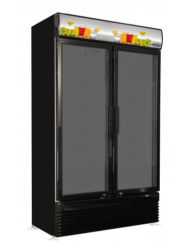 Armoire à boissons réfrigérée 780 litres brut noire avec portes en verre, +2°/+10°C