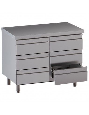 Table sur armoire avec 6 tiroirs