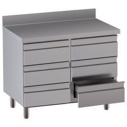 Table sur armoire avec 6 tiroirs, avec dosseret arrière