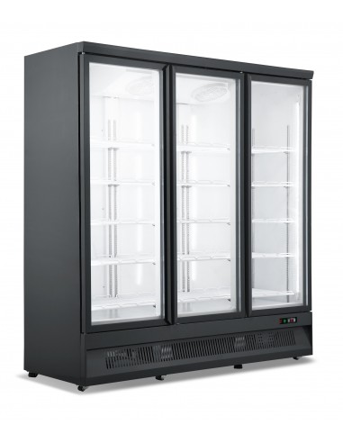 Réfrigérateur 1530 litres sur roues avec 3 portes en verre battantes et 15 étagères, +0°/+10°C