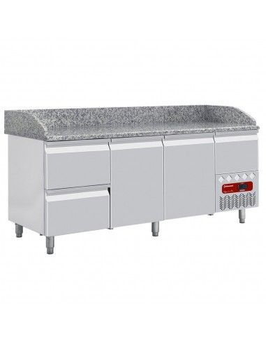 Table frigo 2 portes 600x400, 2  tiroirs neutres (8x bacs 600x400) + tiroir ustensiles