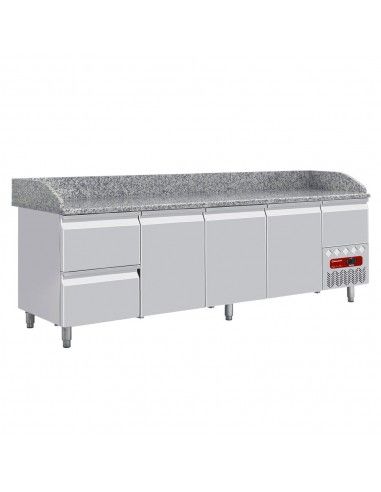 Table frigo 3 portes 600x400, 2 tiroirs neutres (8x bacs 600x400) + tiroir ustensiles