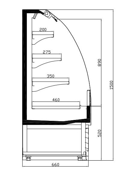 Comptoir réfrigéré ventilé avec 3 étagères, -2°/+8°C, L1500 mm - Self Service noir