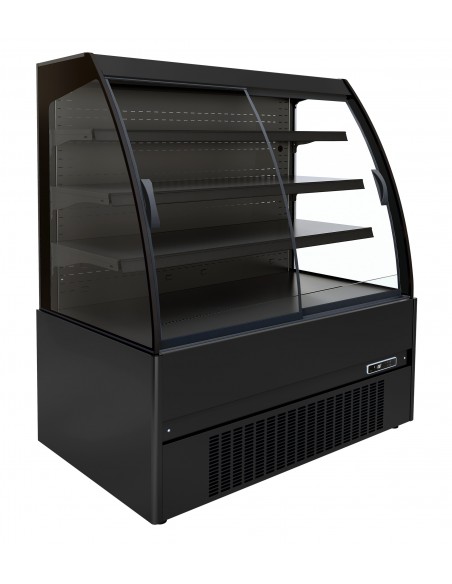 Comptoir réfrigéré ventilé avec 3 étagères, +2°/+4°C, L1310 mm - Self Service noir