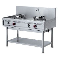 Fourneau wok gaz, 2 feux (2x 13 kW)