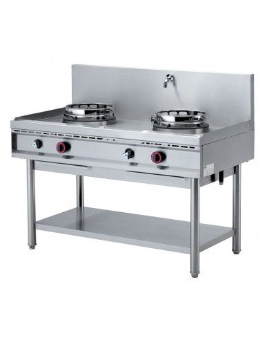 Fourneau wok gaz, 2 feux (2x 13 kW)