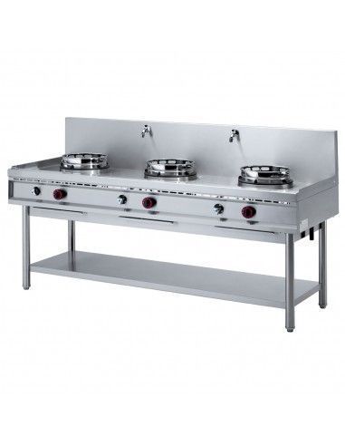 Fourneau wok gaz, 3 feux (3x 13 kW)