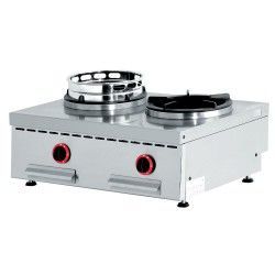 Feux wok gaz de table, 2 feux (2x 13 kW)