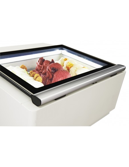 Vitrine à glace blanc avec réfrigeration statique, capacité 3x 5 litres, -16°/-18°C