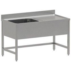 Plonge inox ECO 1 cuve égouttoir droite, sans sous-tablette inférieure