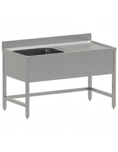 Plonge inox ECO 1 cuve égouttoir droite, sans sous-tablette inférieure