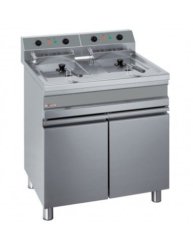 Friteuse électrique 2 cuves de 14 litres sur armoire