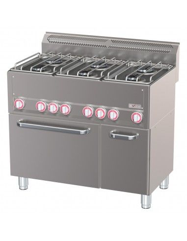 Fourneau 6 feux sur four à convection GN1/1 et armoire neutre