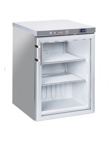 Congélateur statique, porte vitrée, 200 litres - acier inox
