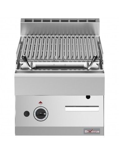 Grill pierre de lave, 1/2 module, grille en fonte "double face"