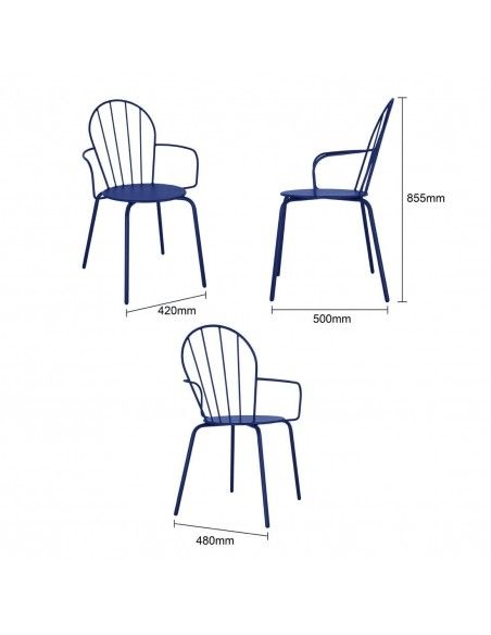 Fauteuils Bolero Adeline bleu marine (lot de 4)