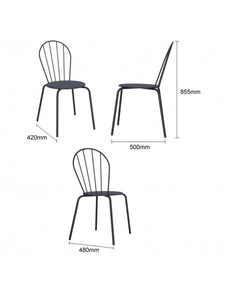 Chaises Bolero Adeline bleu ardoise (lot de 4)