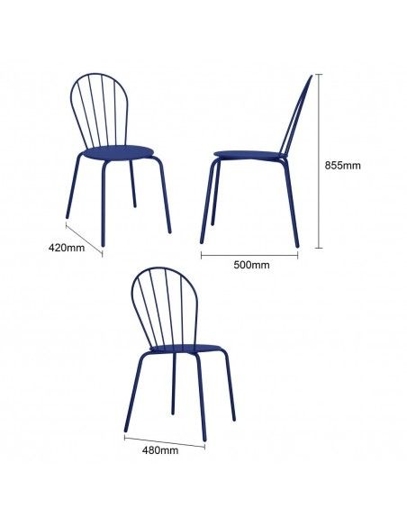 Chaises Bolero Adeline bleu marine (lot de 4)