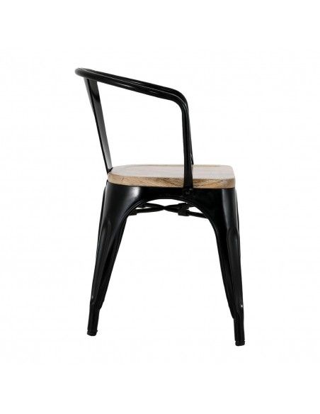 Fauteuils noirs à dossier incurvé avec assise en bois Bolero Bistro (lot de 4)