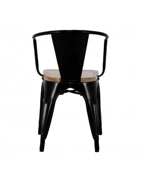 Fauteuils noirs à dossier incurvé avec assise en bois Bolero Bistro (lot de 4)