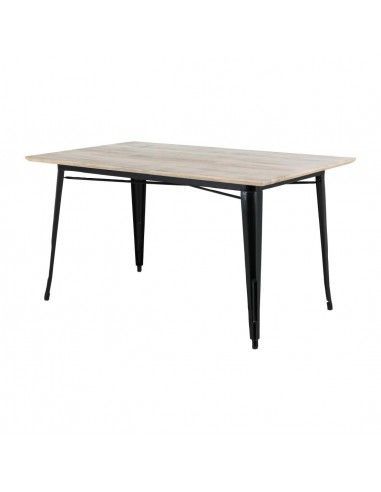 Table à manger avec plateau en bois de manguier lisse et piètement noir Bolero Bistro 1450 mm