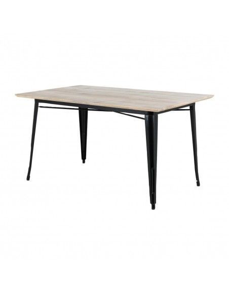 Table à manger avec plateau en bois de manguier lisse et piètement noir Bolero Bistro 1450 mm