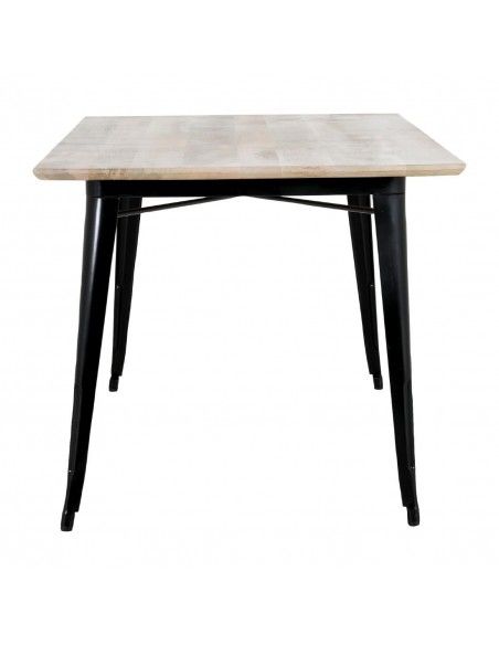 Table à manger avec plateau en bois de manguier lisse et piètement noir Bolero Bistro 1450 mm