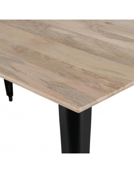 Table à manger avec plateau en bois de manguier lisse et piètement noir Bolero Bistro 1450 mm