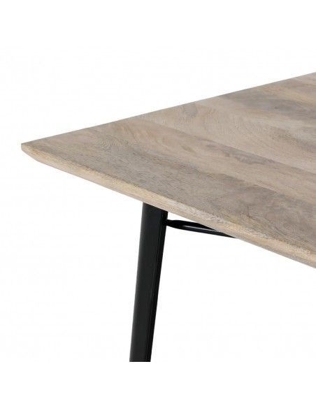 Table à manger avec plateau en bois de manguier lisse et piètement noir Bolero Bistro 1450 mm