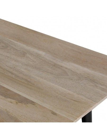 Table à manger avec plateau en bois de manguier lisse et piètement noir Bolero Bistro 1450 mm