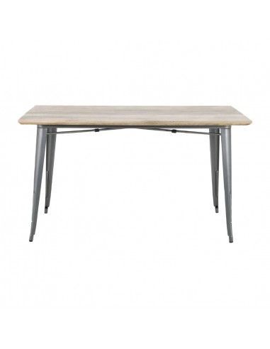 Table à manger avec plateau en bois de manguier lisse et piètement gris acier Bolero Bistro 1450 mm
