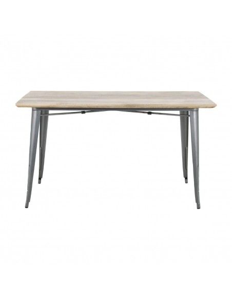 Table à manger avec plateau en bois de manguier lisse et piètement gris acier Bolero Bistro 1450 mm