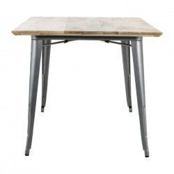 Table à manger avec plateau en bois de manguier lisse et piètement gris acier Bolero Bistro 1450 mm 2